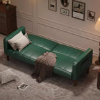 Divano Letto Futon in Similpelle Nero / Marrone / Verde – Convertibile, 4 Posti
