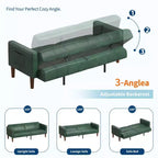 Divano Letto Futon in Similpelle Nero / Marrone / Verde – Convertibile, 4 Posti