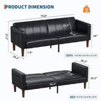 Divano Letto Futon in Similpelle Nero / Marrone / Verde – Convertibile, 4 Posti