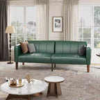 Divano Letto Futon in Similpelle Nero / Marrone / Verde – Convertibile, 4 Posti