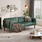 Divano Letto Futon in Similpelle Nero / Marrone / Verde – Convertibile, 4 Posti