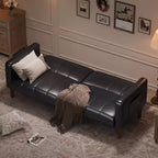 Divano Letto Futon in Similpelle Nero / Marrone / Verde – Convertibile, 4 Posti