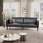 Divano Letto Futon in Similpelle Nero / Marrone / Verde – Convertibile, 4 Posti