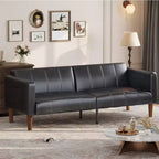 Divano Letto Futon in Similpelle Nero / Marrone / Verde – Convertibile, 4 Posti
