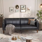 Divano Letto Futon in Similpelle Nero / Marrone / Verde – Convertibile, 4 Posti