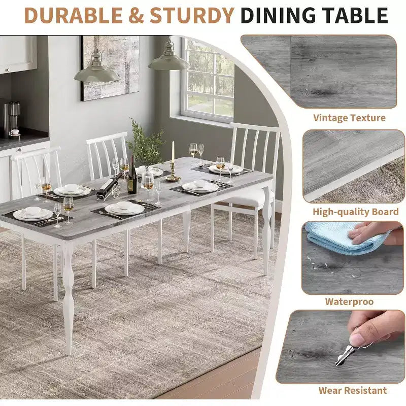Tavolo da pranzo rettangolare marrone e nero, 6-8 posti, 200 cm, stile rustico, 4 gambe