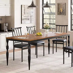 Tavolo da pranzo rettangolare marrone e nero, 6-8 posti, 200 cm, stile rustico, 4 gambe