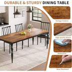 Tavolo da pranzo rettangolare marrone e nero, 6-8 posti, 200 cm, stile rustico, 4 gambe