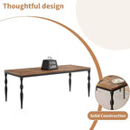Tavolo da pranzo rettangolare marrone e nero, 6-8 posti, 200 cm, stile rustico, 4 gambe