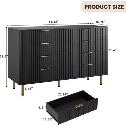 Cassettiera a 8 cassetti, nera / grigia / naturale / bianca, in legno, larghezza 55", montaggio per 1 persona