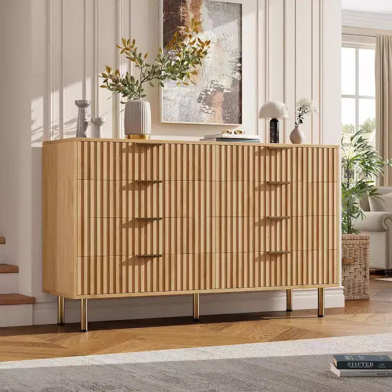 Cassettiera a 8 cassetti, nera / grigia / naturale / bianca, in legno, larghezza 55", montaggio per 1 persona