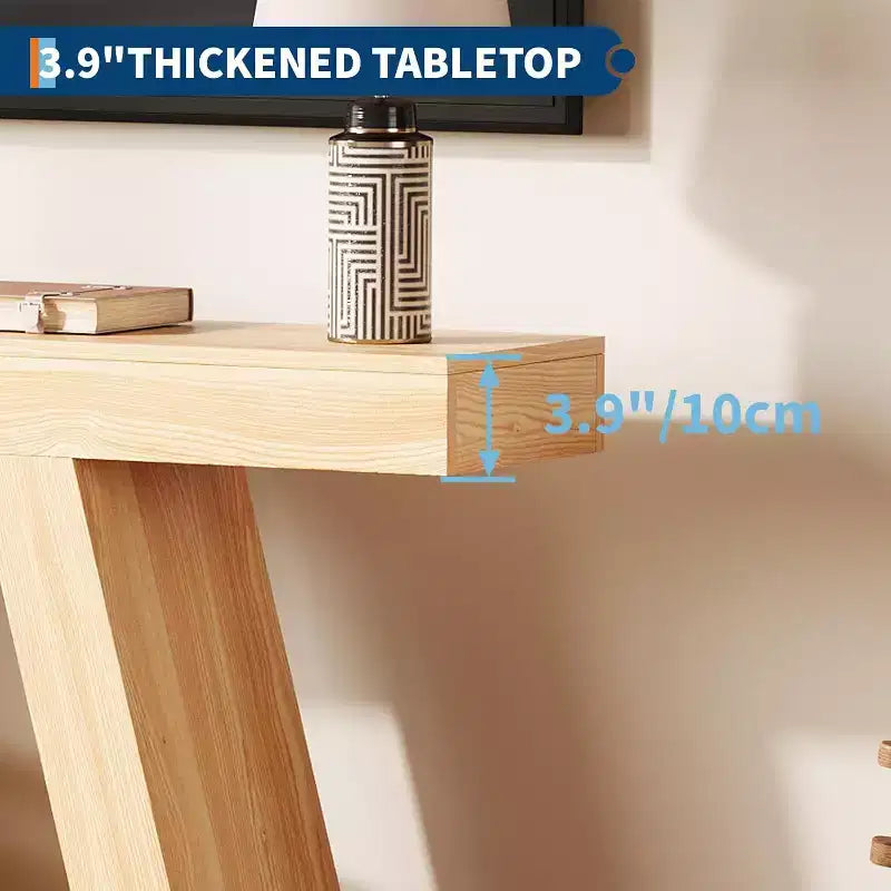 Tavolino Consolle a 2 Ripiani, Stile Trapezoidale, Marrone/Grigio e Marrone/Naturale, Assemblaggio 1 Persona