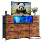 Nero / Marrone / Grigio / Bianco 10 cassetti porta TV con LED, singolo