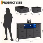 Nero / Marrone / Grigio / Bianco 10 cassetti porta TV con LED, singolo