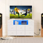 Nero / Marrone / Grigio / Bianco 10 cassetti porta TV con LED, singolo