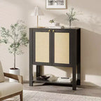 Scarpiera a 5 ripiani in rattan Rovere Scuro/Rovere Grigio con 2 ante – Per nuclei familiari da 1-2 persone