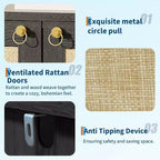 Scarpiera a 5 ripiani in rattan Rovere Scuro/Rovere Grigio con 2 ante – Per nuclei familiari da 1-2 persone
