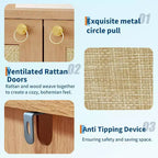 Scarpiera a 5 ripiani in rattan Rovere Scuro/Rovere Grigio con 2 ante – Per nuclei familiari da 1-2 persone