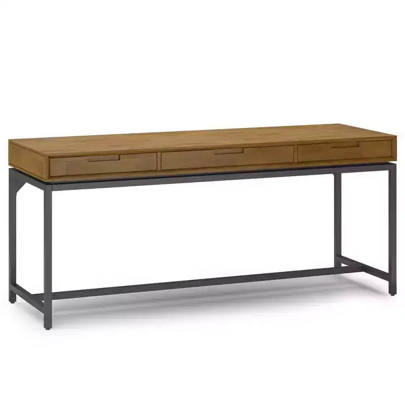 Devlin Wide Mid-Century Desk Medium Saddle Brown - WyndenHall: Executive Office, 72" Width, Integrated File Cabinet