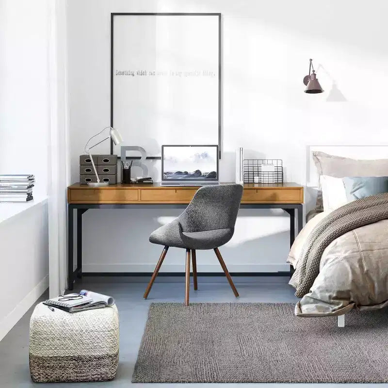 Scrivania a 1 posto marrone sella medio, stile Mid-Century, con schedario