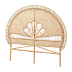 Testiera rotonda in rattan marrone naturale, misura Queen, 1 persona