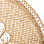 Testiera rotonda in rattan marrone naturale, misura Queen, 1 persona