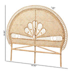 Testiera rotonda in rattan marrone naturale, misura Queen, 1 persona