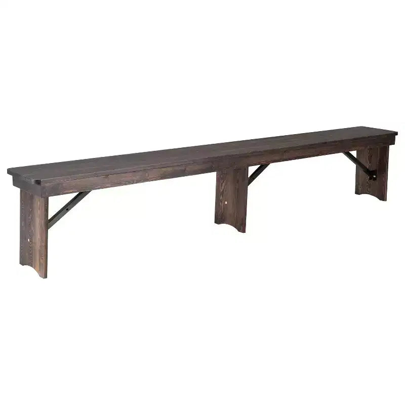 Panca Pieghevole in Stile Rustico Naturale Chiaro / Mogano – Pino massiccio, 4 posti