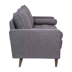 Divano a 3 posti moderno di metà secolo, grigio scuro/grigio ardesia, molle insacchettate, gambe in legno