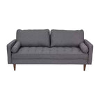 Divano a 3 posti moderno di metà secolo, grigio scuro/grigio ardesia, molle insacchettate, gambe in legno
