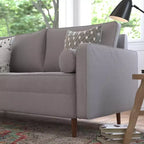 Divano a 3 posti moderno di metà secolo, grigio scuro/grigio ardesia, molle insacchettate, gambe in legno