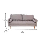 Divano a 3 posti moderno di metà secolo, grigio scuro/grigio ardesia, molle insacchettate, gambe in legno