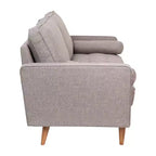 Divano a 3 posti moderno di metà secolo, grigio scuro/grigio ardesia, molle insacchettate, gambe in legno
