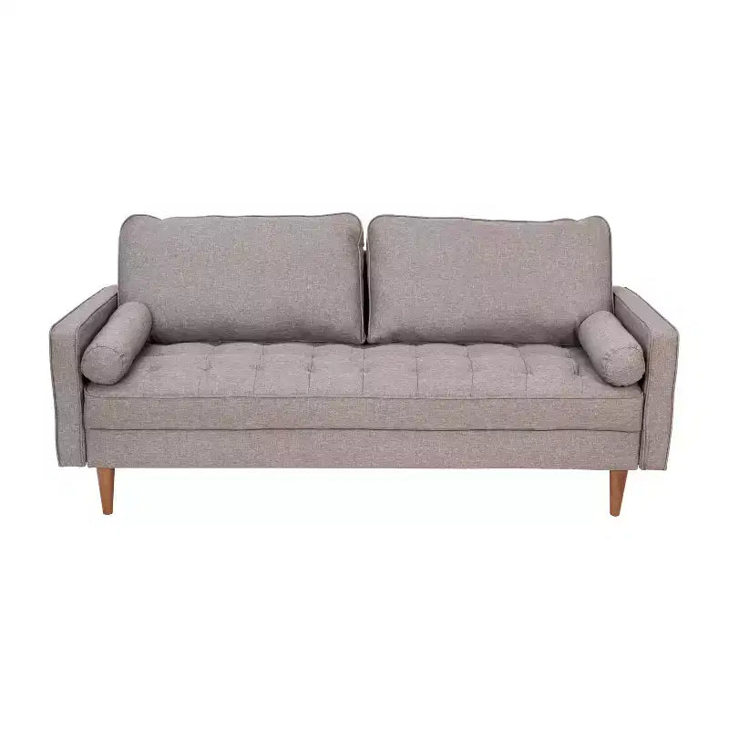 Divano a 3 posti moderno di metà secolo, grigio scuro/grigio ardesia, molle insacchettate, gambe in legno