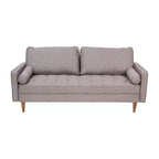 Divano a 3 posti moderno di metà secolo, grigio scuro/grigio ardesia, molle insacchettate, gambe in legno