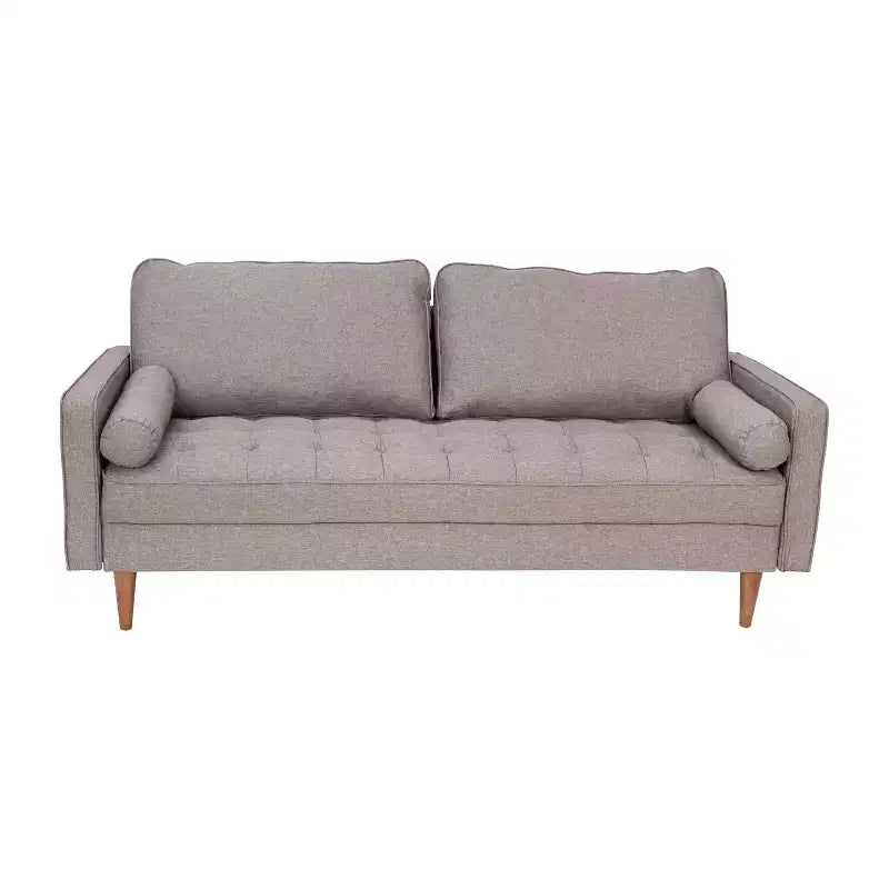 Divano a 3 posti moderno di metà secolo, grigio scuro/grigio ardesia, molle insacchettate, gambe in legno