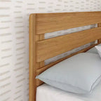 Letto matrimoniale alla francese con testiera a doghe, legno massello, 2 posti letto