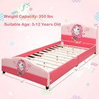 Letto per bambini imbottito rosa con piattaforma per 1 bambino