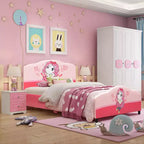 Letto per bambini imbottito rosa con piattaforma per 1 bambino