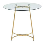 Tavolo da pranzo rotondo in vetro temperato da 35", struttura nera/oro/cromata, 4 posti