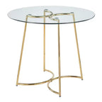 Tavolo da pranzo rotondo in vetro temperato da 35", struttura nera/oro/cromata, 4 posti