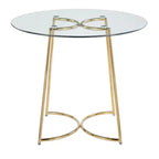 Tavolo da pranzo rotondo in vetro temperato da 35", struttura nera/oro/cromata, 4 posti