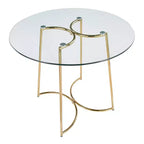 Tavolo da pranzo rotondo in vetro temperato da 35", struttura nera/oro/cromata, 4 posti