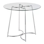Tavolo da pranzo rotondo in vetro temperato da 35", struttura nera/oro/cromata, 4 posti