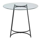 Tavolo da pranzo rotondo in vetro temperato da 35", struttura nera/oro/cromata, 4 posti