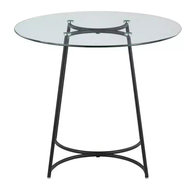 Tavolo da pranzo rotondo in vetro temperato da 35", struttura nera/oro/cromata, 4 posti