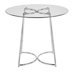 Tavolo da pranzo rotondo in vetro temperato da 35", struttura nera/oro/cromata, 4 posti