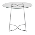 Tavolo da pranzo rotondo in vetro temperato da 35", struttura nera/oro/cromata, 4 posti