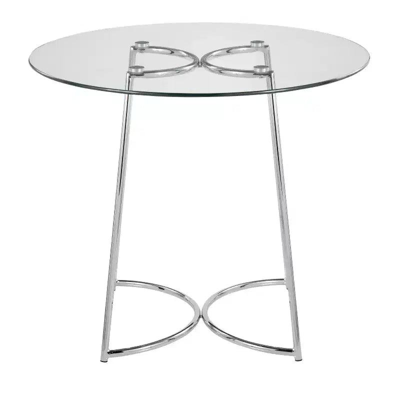 Tavolo da pranzo rotondo in vetro temperato da 35", struttura nera/oro/cromata, 4 posti