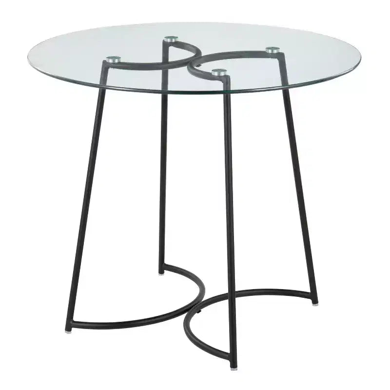 Tavolo da pranzo rotondo in vetro temperato da 35", struttura nera/oro/cromata, 4 posti